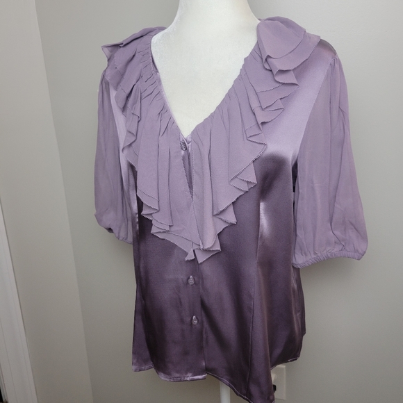Marc Bouwer Blouse Lavender Silk Large - Picture 3 of 11